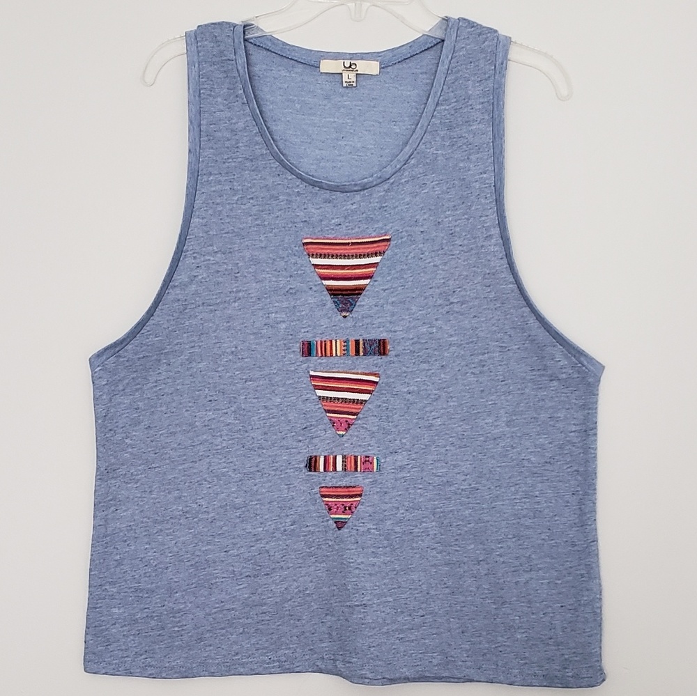 Boho Southwestern Striped Oversized Muscle Tank L